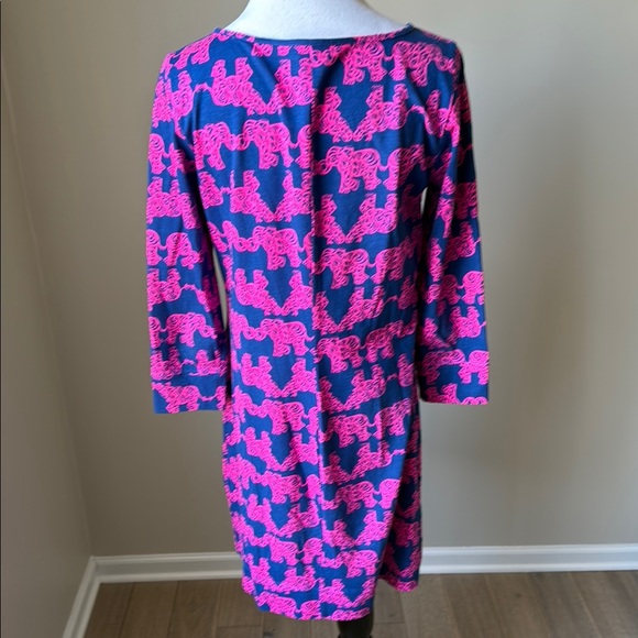 Lilly Pulitzer Marlowe Elephant Print Long Sleeve Pink and Blue Dress 🍁 - Picture 6 of 9